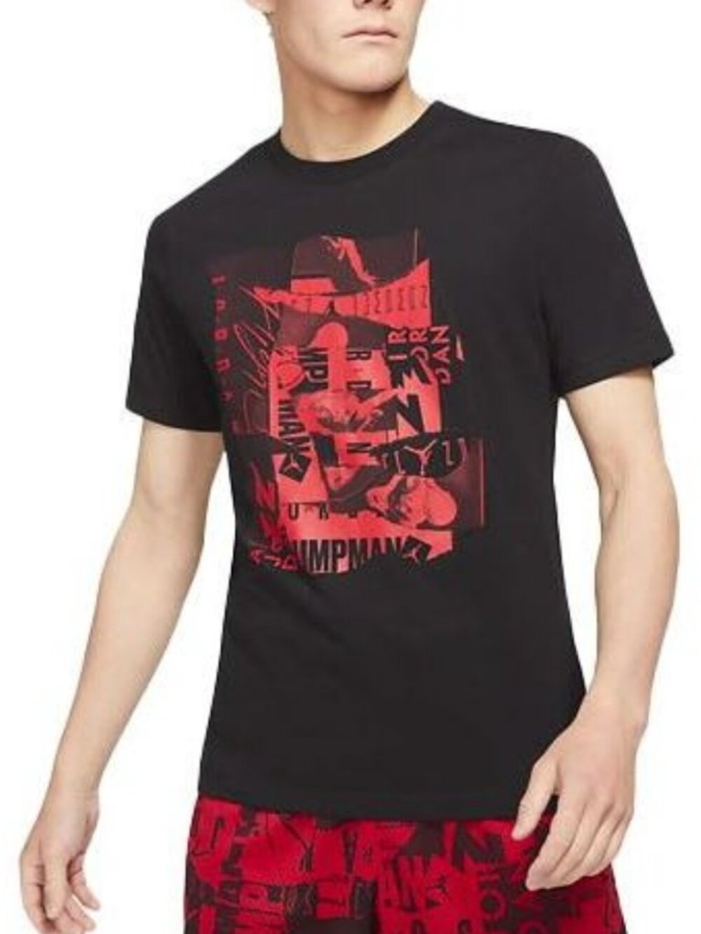 Air Jordan Flight T-Shirt Printing Black Red Size 2XL